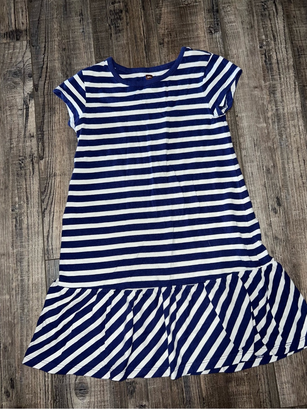 Tea Collection Navy and White Striped Kids Dress - Girl's Casual Ruffle Hem